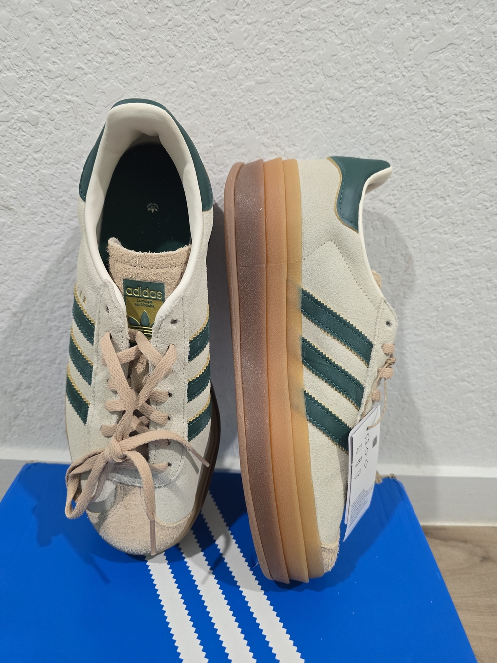 adidas Gazelle Women's Casual Sneakers - Cream & Green - Picture 5 of 9